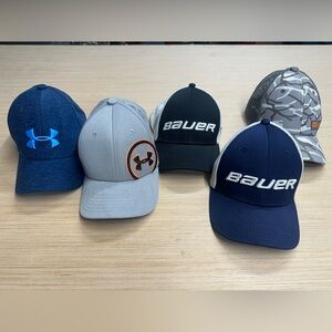 Under Armour and Bauer Caps - Blue, Gray, Black